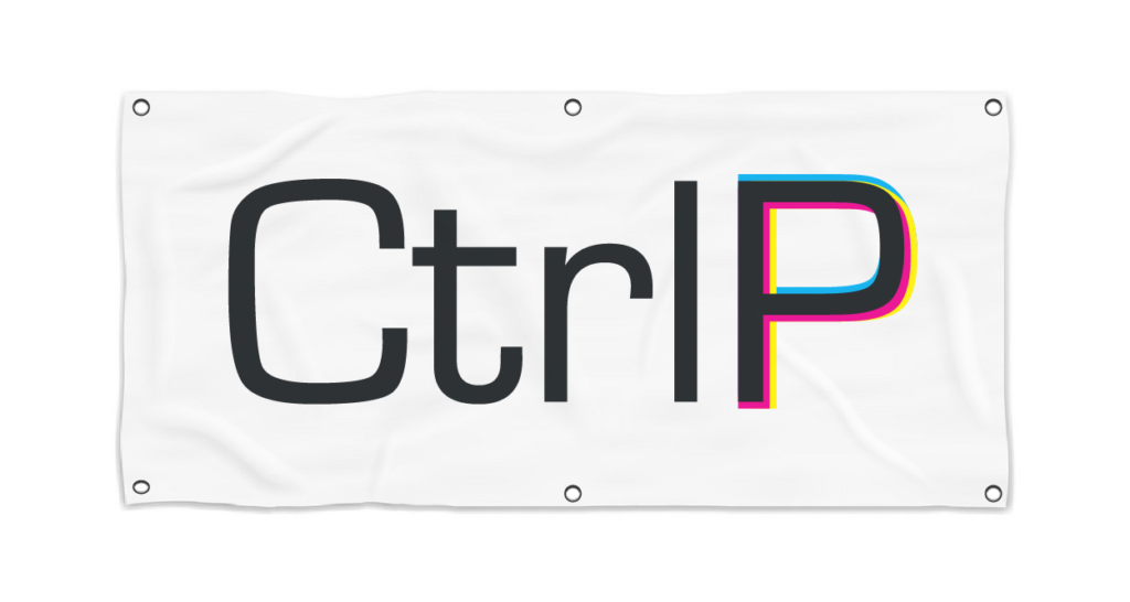 baner oczkowany z wydrukowanym logiem firmowym